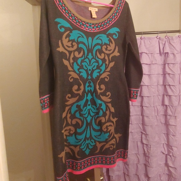 Gorgeous blue and brown design sweater - Picture 3 of 4